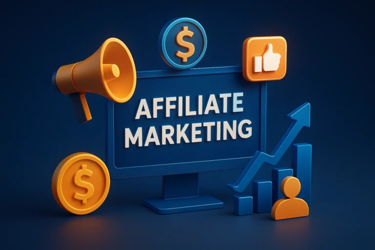 affiliate marketing concept in 3d